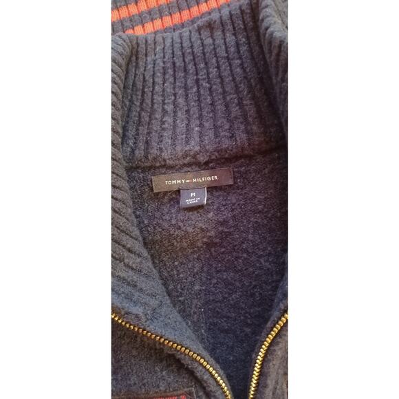 Y2K Tommy Hilfiger Navy Blue Half-Zip Pullover Sweater Medium Preppy Sporty - Picture 5 of 8